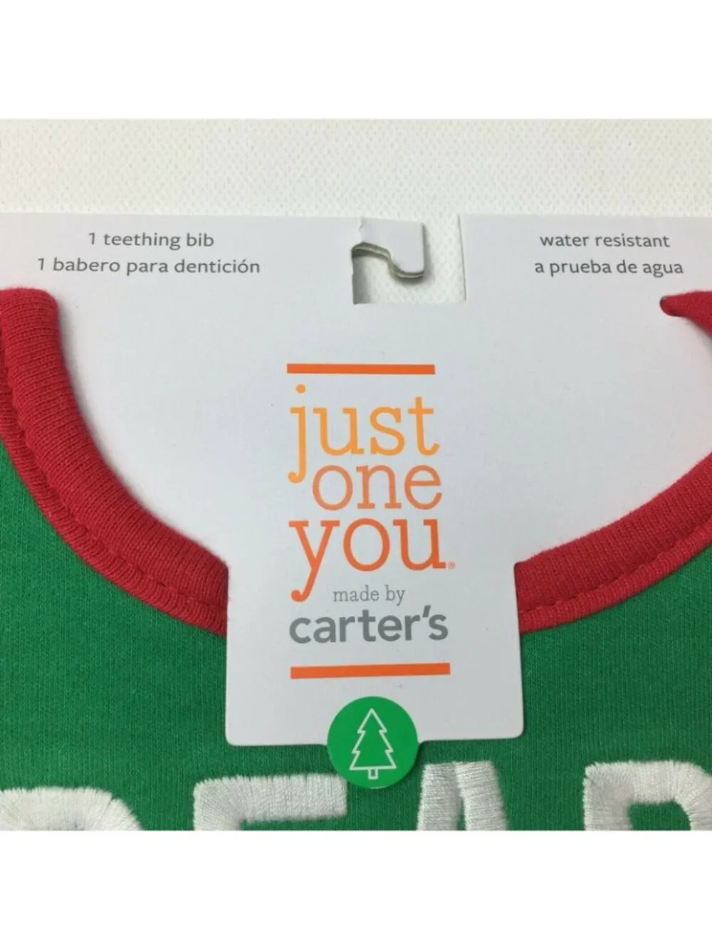 Carter's Just One You Green Christmas Teething Bib Dear Santa I Did My Best